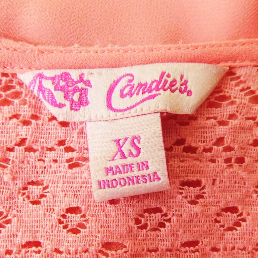Candie's Women Pink Sheer Top Shirt - Picture 3 of 5